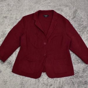 Talbots Women's Size 18 2 Button Blazer  Red Long Sleeve Solid Wool